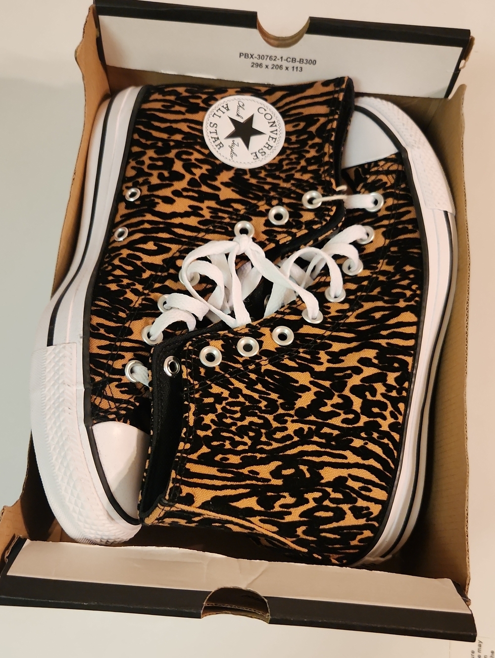 Converse Unisex High Top Sneakers - Tan & Black Animal Print